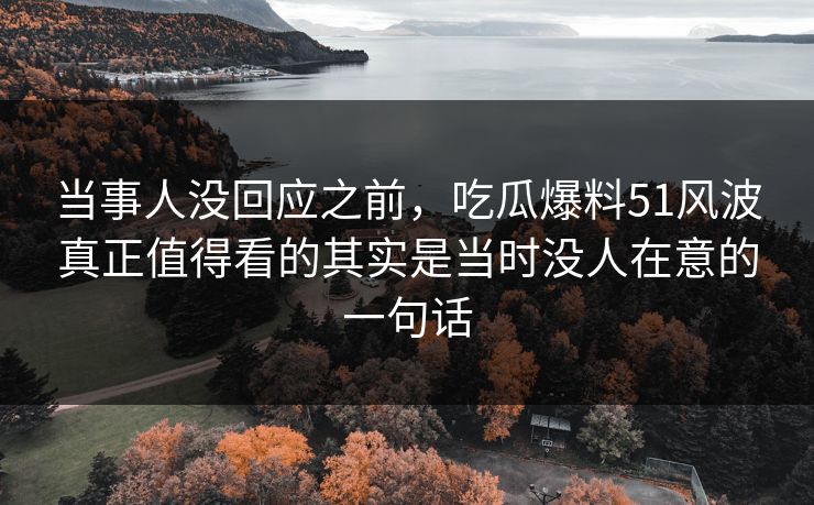 当事人没回应之前，吃瓜爆料51风波真正值得看的其实是当时没人在意的一句话  第1张